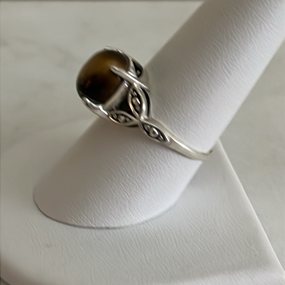 925 Solid Sterling Silver Tigers Eye Gemstone Rin… - image 5